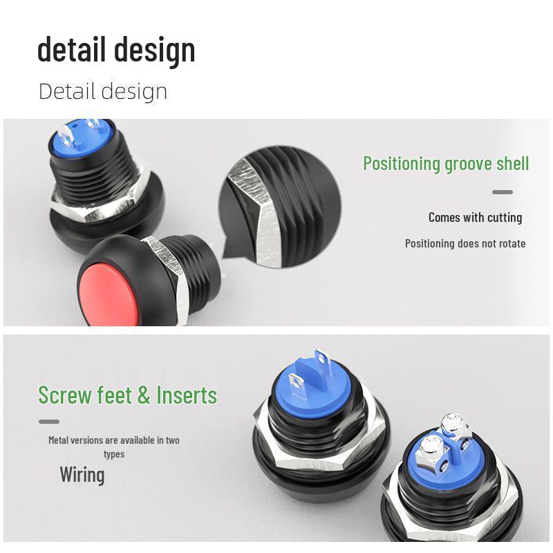 12mm 220V Ultra-Small Metal Reset Self-Locking Start-Stop Switch