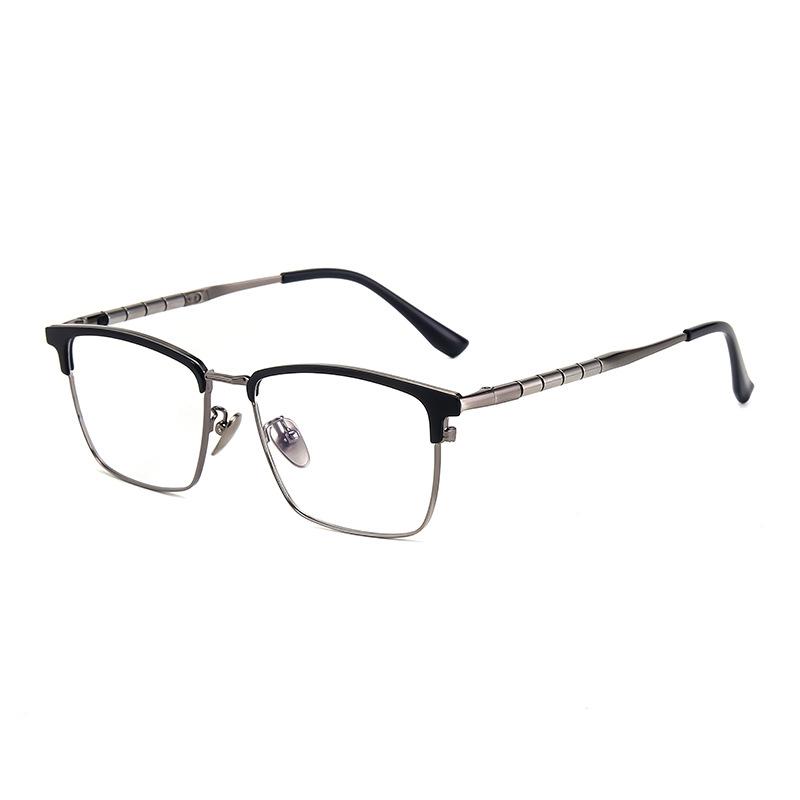 

Brand Designer Ultralight Pure Titanium Eyebrow Eyewear Temple Bamboo Design Square Eyeglasses Business Glasses Frame No Lens черный серый