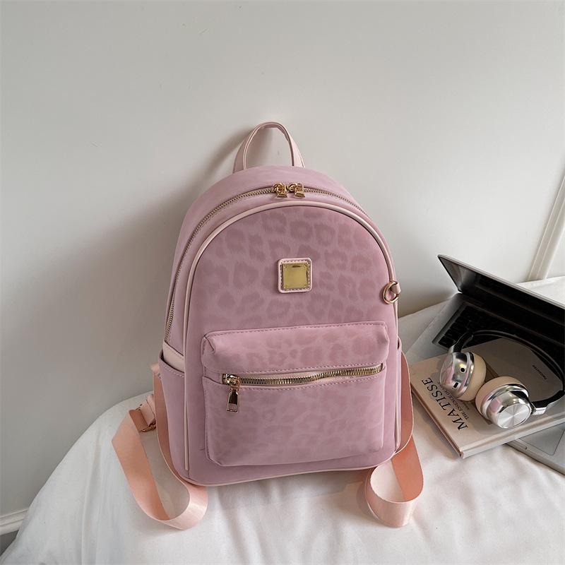 Autumn new simple backpack women's large capacity niche leopard print casual backpack travel backpack