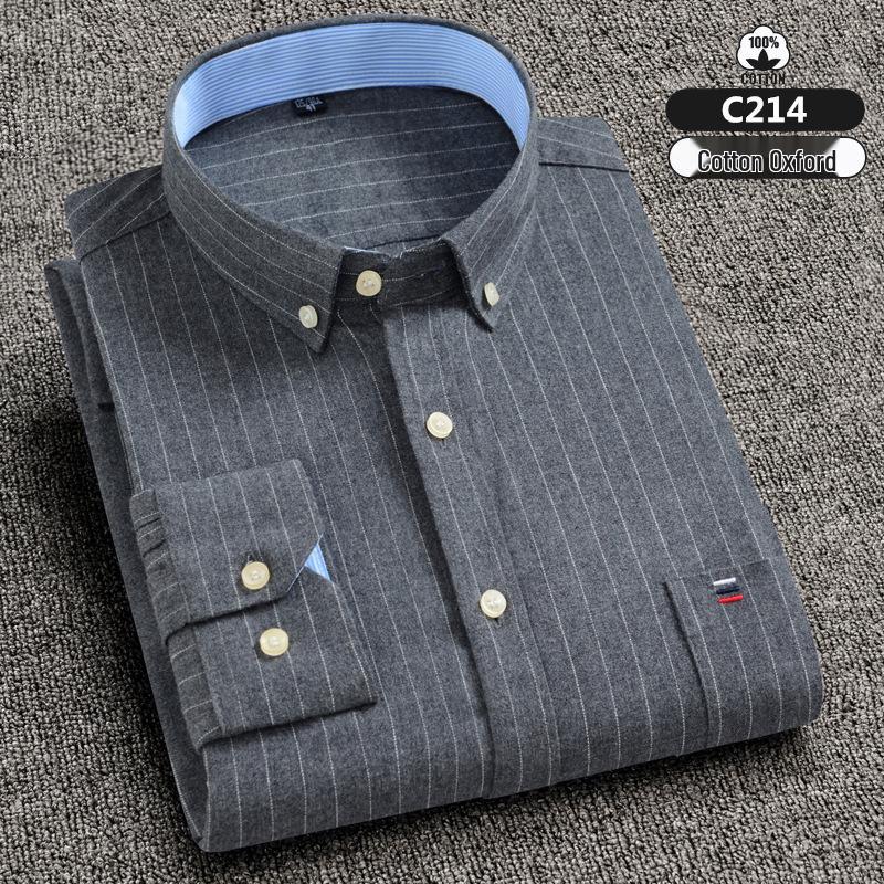 

Мужская приталенная рубашка оксфорд из чистого хлопка с длинным рукавом 39