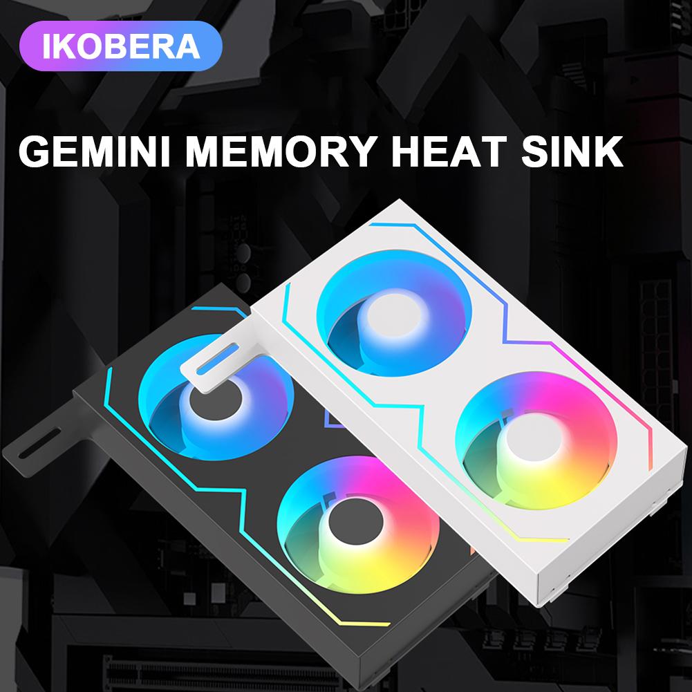 RAM Memory Module 4Pin PWM/5V 3Pin ARGB 600 -3600RPM RAM Memory Cooling Fan with Dual 5020 Cooling Fans for DDR4 DDR5 RAM Cooler