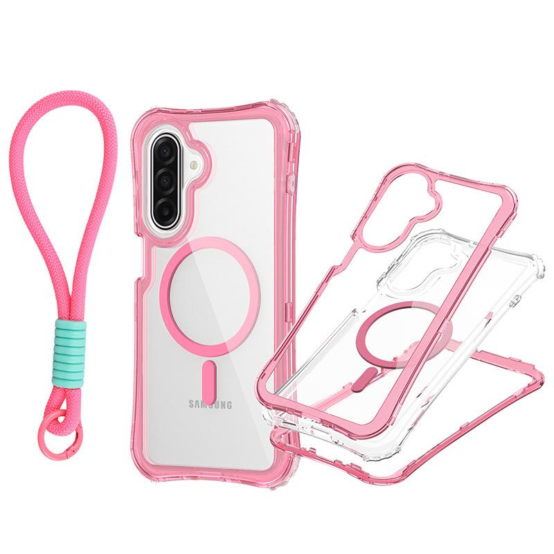 For Samsung A17 Magnetic Transparent 3-in-1 Phone Case with Hand Rope