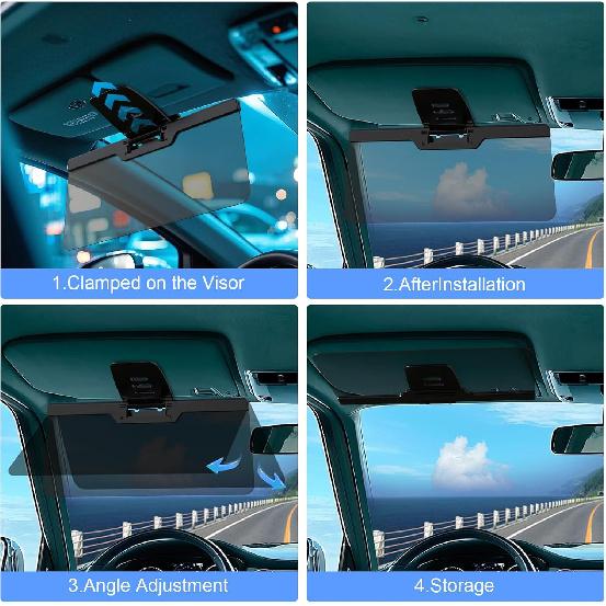 Sun Visor Extender For Car, Enhanced UV400 Anti-Glare, Adjustable Mount With PC Lens, Universal Car Anti-UV Polarized Sun Visor Extender Attachment,