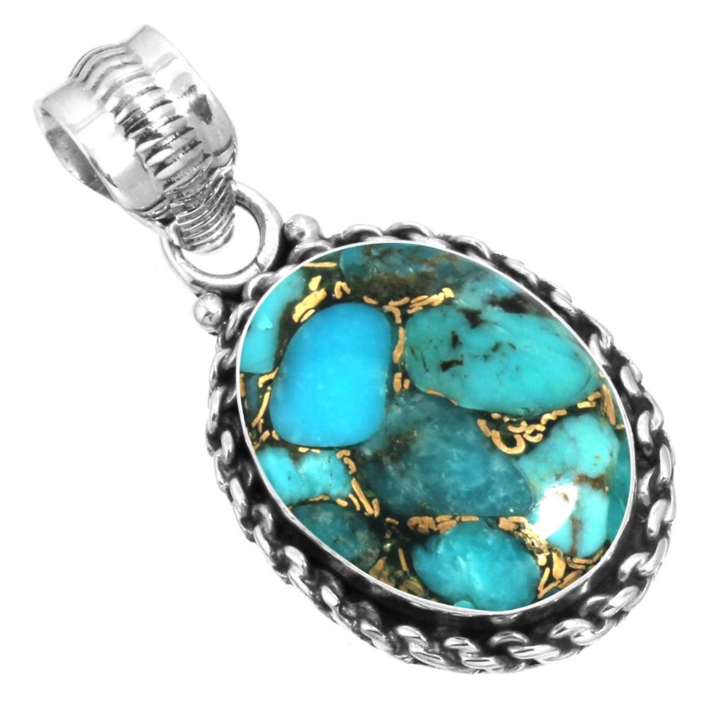 925 Sterling Silber Anhänger Damen Edelstein Handgefertigter Schmuck Ostergeschenk Blau Grün Lila Kupfer Türkis Perle Lapislazuli Perlmutt Vintage
