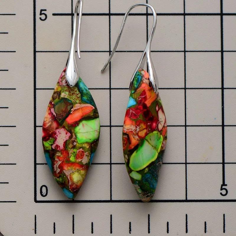 Bohemian Multicolour Emperor Stone Geometric Drop Earring Popular Natural Gem Jewelry Earrings For Women Luxury Accessories Gift