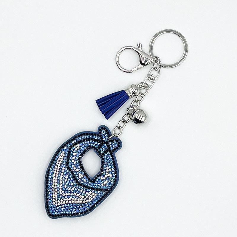 Strass Blau Schal Schlüsselanhänger Quaste Anhänger - Modisches Metall Tasche & Auto Zubehör