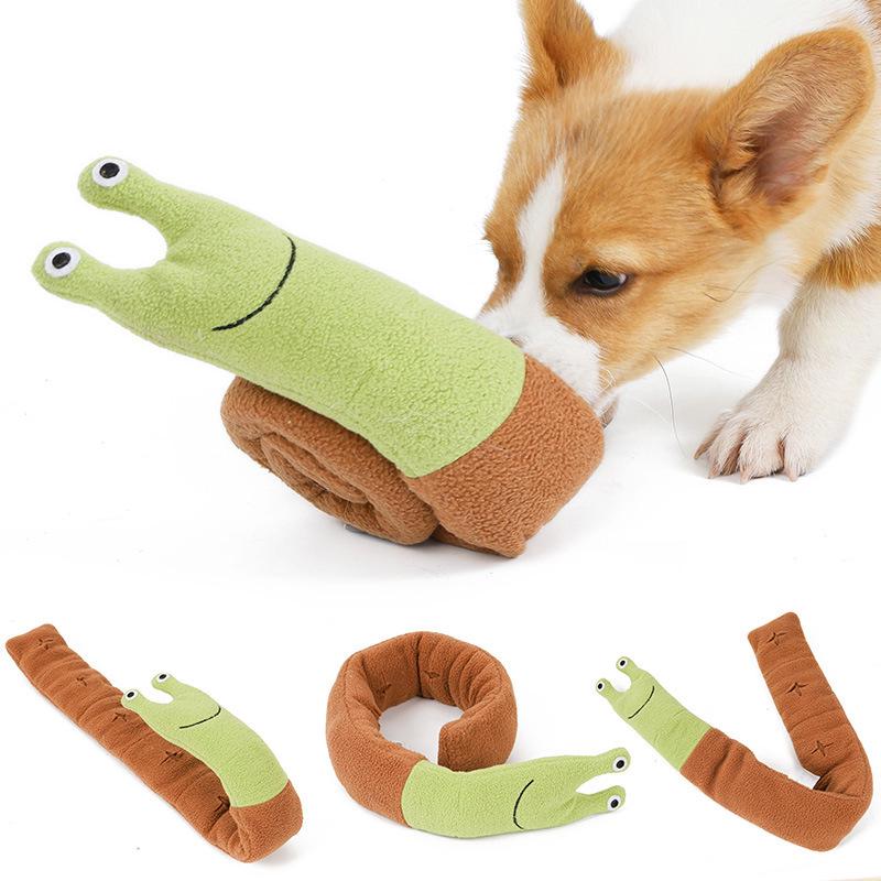 Salyangoz Peluş Köpek Oyuncağı - Mama Saklamalı, Koklama, Diş Çıkarma, Bulmaca, Sesli Etkileşimli Evcil Hayvan Aktivitesi