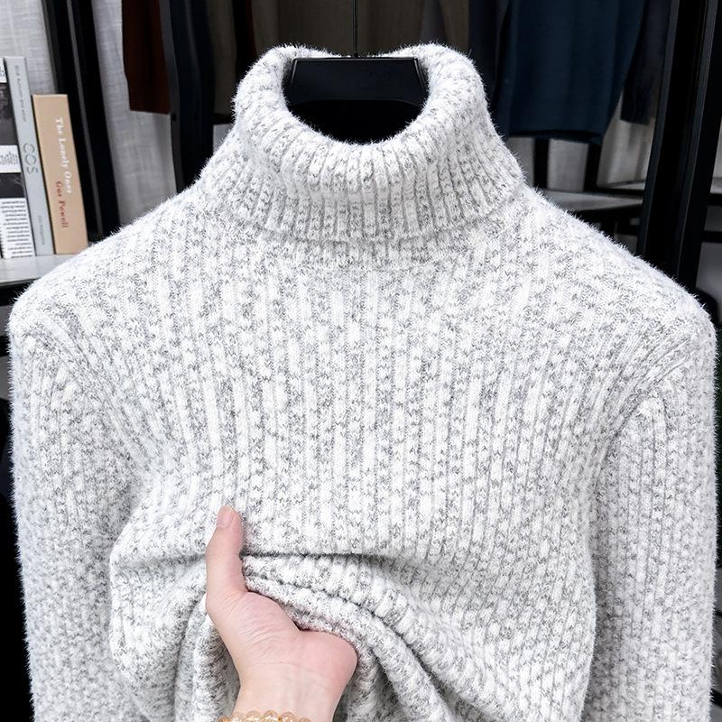 Maglione da Uomo a Collo Alto Misto Lana Fodera in Pile Lavorato a Maglia Pullover Caldo Invernale 2026 Nuovo