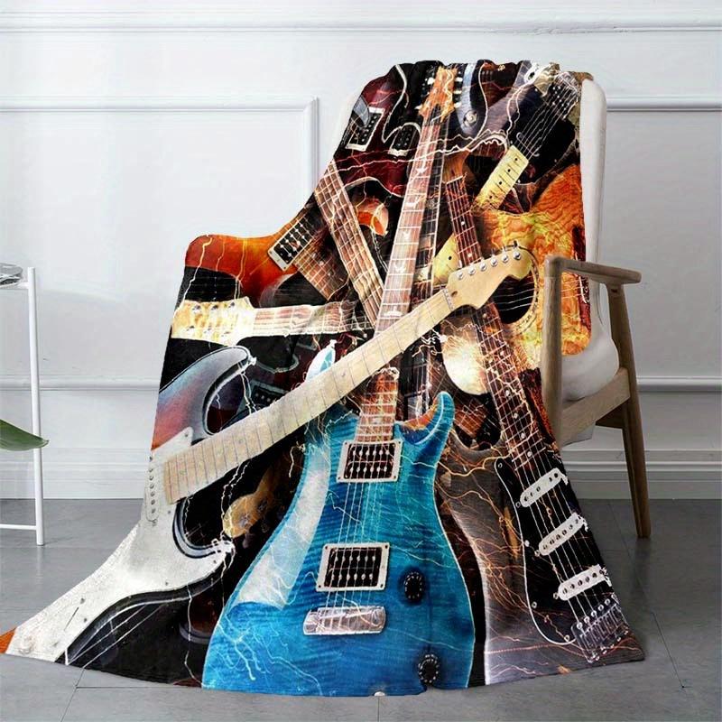 Guitar Blanket Soft Warm Throw Blanket Nap Blanket For Couch Sofa Office Bed Camping Travel Multipurpose Gift Blanket For All Season