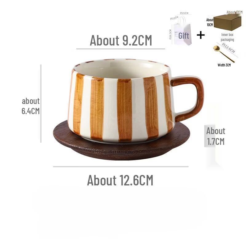 Shangqi Striped Ceramic Coffee Cup & Saucer Gift Set