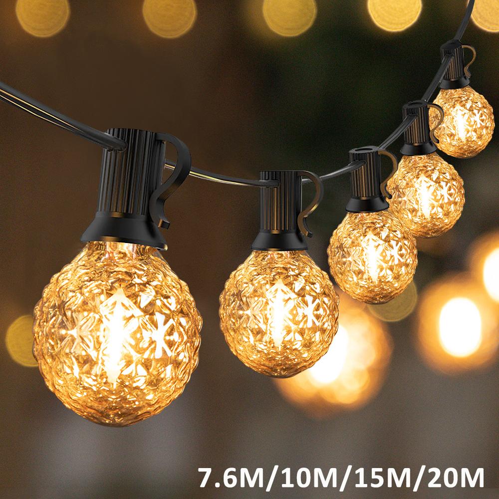 Connectable Diamond Outdoor Lights Garland E12 220V G40 Waterproof Garden Outdoor Fairy Lights Birthday Decorative String Light