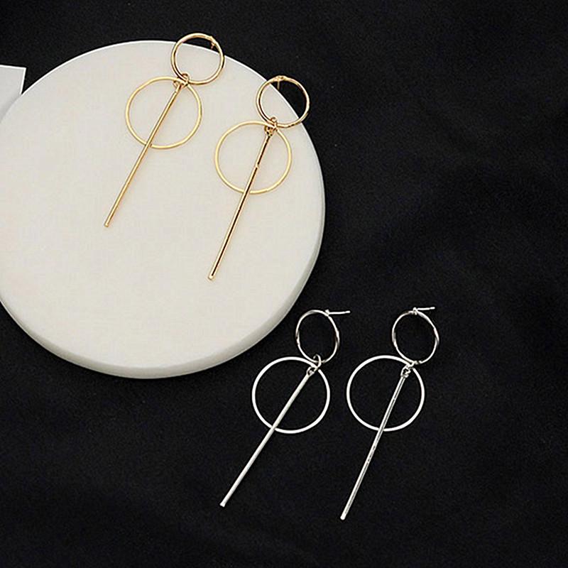 Metal Tassel Earrings for Women Long Circle Dangle Earrings Geometric Round Drop Earrings Brief Jewelry pendientes