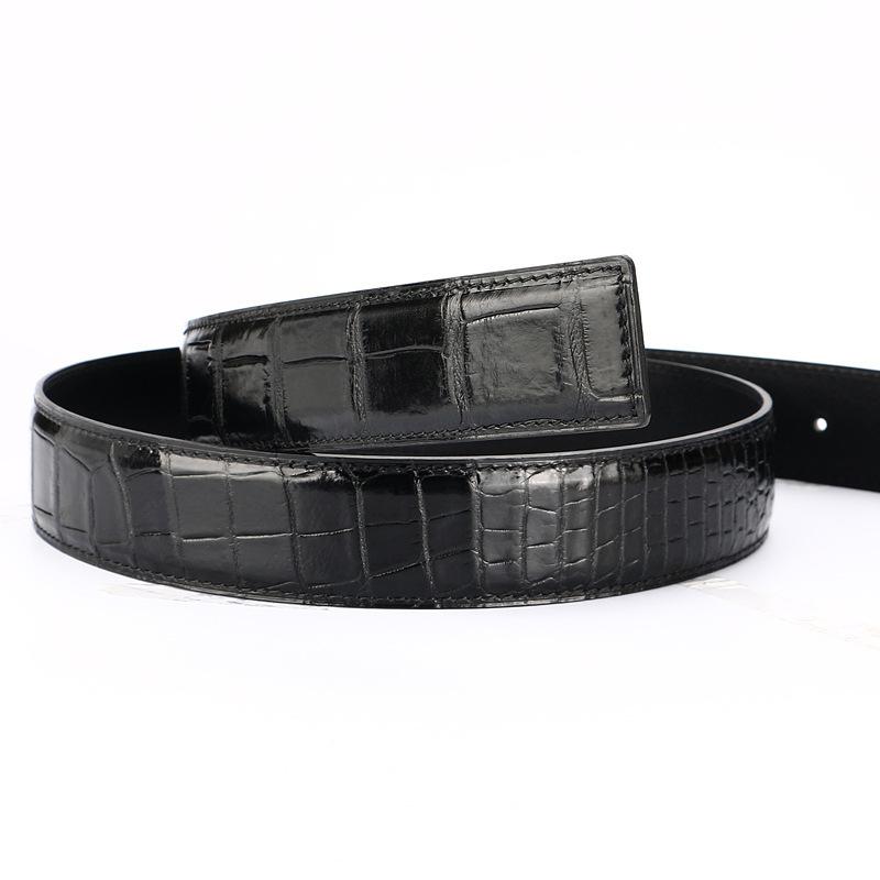 Headless Belt Men's Crocodile Belly Belt Plate Buckle Needle Buckle Belt Men's Business Casual Leather Belt
