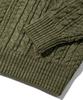 TRILLION Washable Aran Cable Hooded Zip-Up Knit (Khaki)