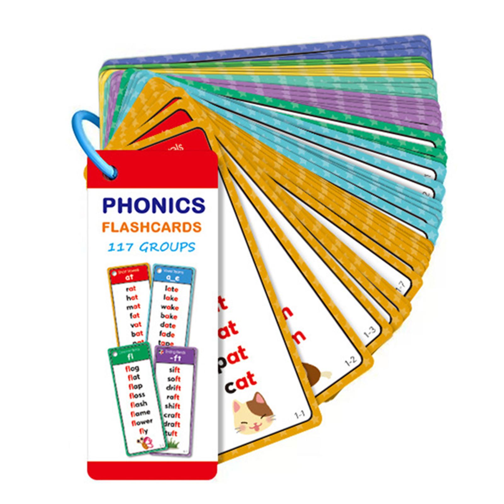 

60pcs/Set Phonics Word List Card,117 Groups Pronunciation Word List With Over 900 Pronounced Rhyming Words Early Learning Toy