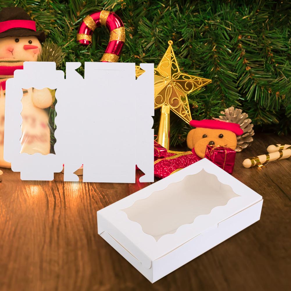 30 Pieces Kraft Bakery Box with Clear Window Bakery Candy Box Pastry Box for Pastry Biscuit Macaron Pie Candy Donuts