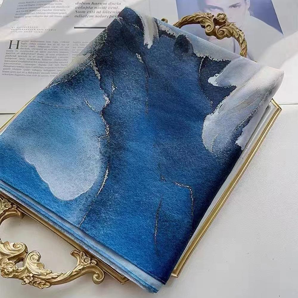 China Style Blue White 100% Silk Flower Women'S Scarf Shawl Dufanda Fall Winter Long Scarves Hijabs Fashion Silk Scarf