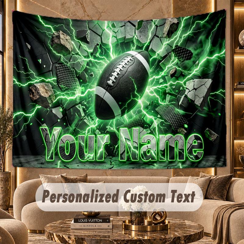 American Football (27) Theme Wall Tapestry Customized With Name Text Personalized Hanging Tapestry For Bedroom Living Room Decor
