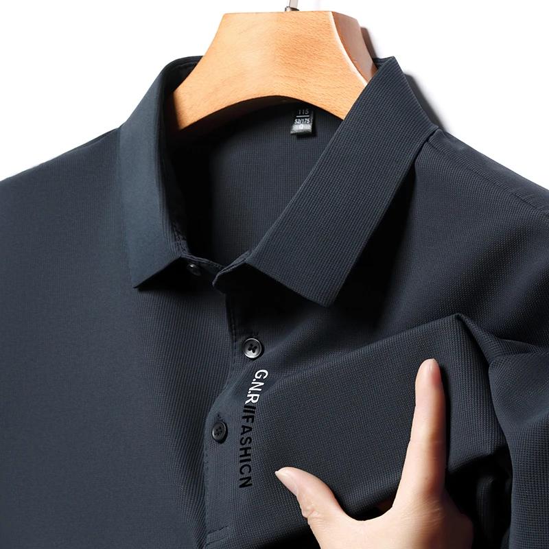 New Men's Business Casual Short Sleeved Shirt with Badge Solid Color Polo Shirt Fashionable Breathable Comfortable Versatile Top