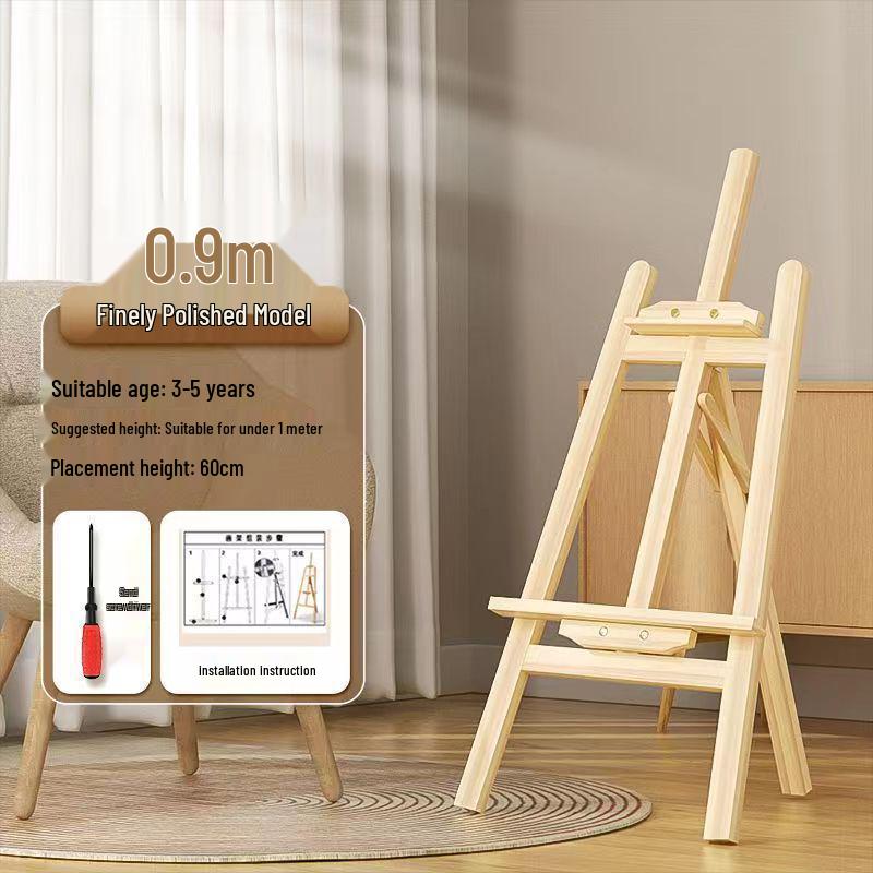 Wooden Tripod Floor Easel for Oil Painting - Foldable Art Student Stand