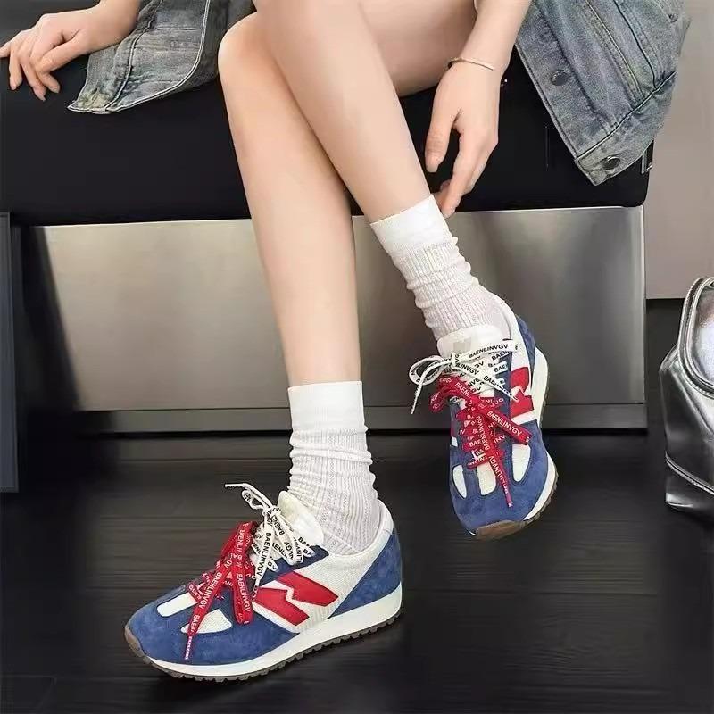 New Color Matching Shoelaces Thick-soled German Training Shoes Women's Versatile Breathable Mesh Sports and Leisure Forrest Gump Shoes Women's Joggin