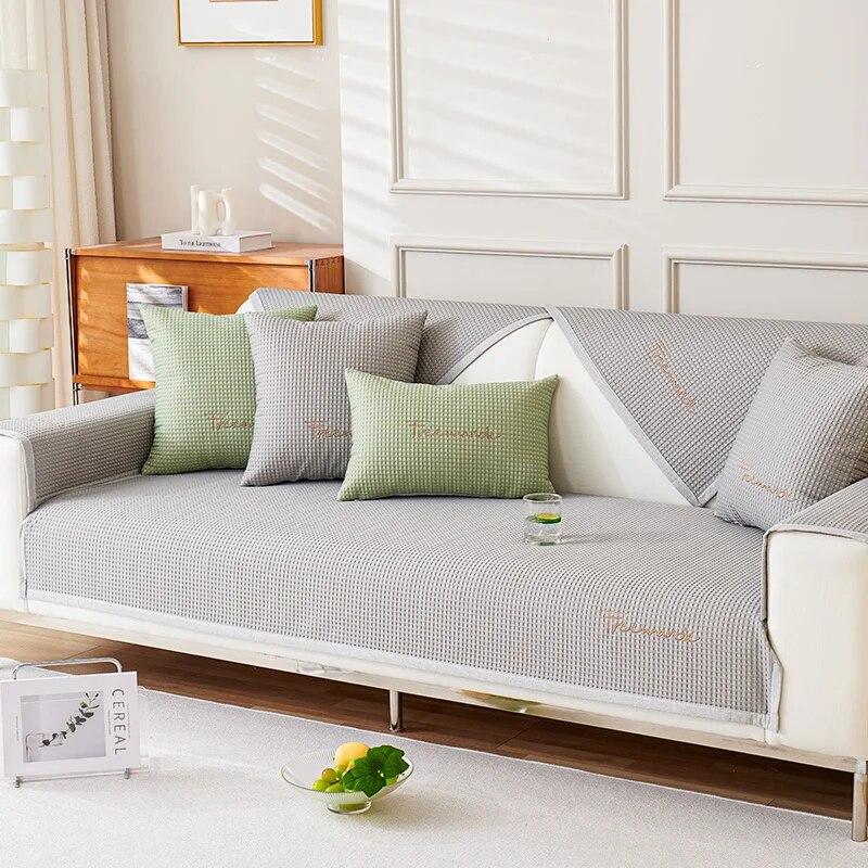 Summer Ice Silk Sofa Cover Pet Dog Kids Mat Non-slip Sofa Slipcover Protector Cover Universal Couch Towel for Living Room Decor