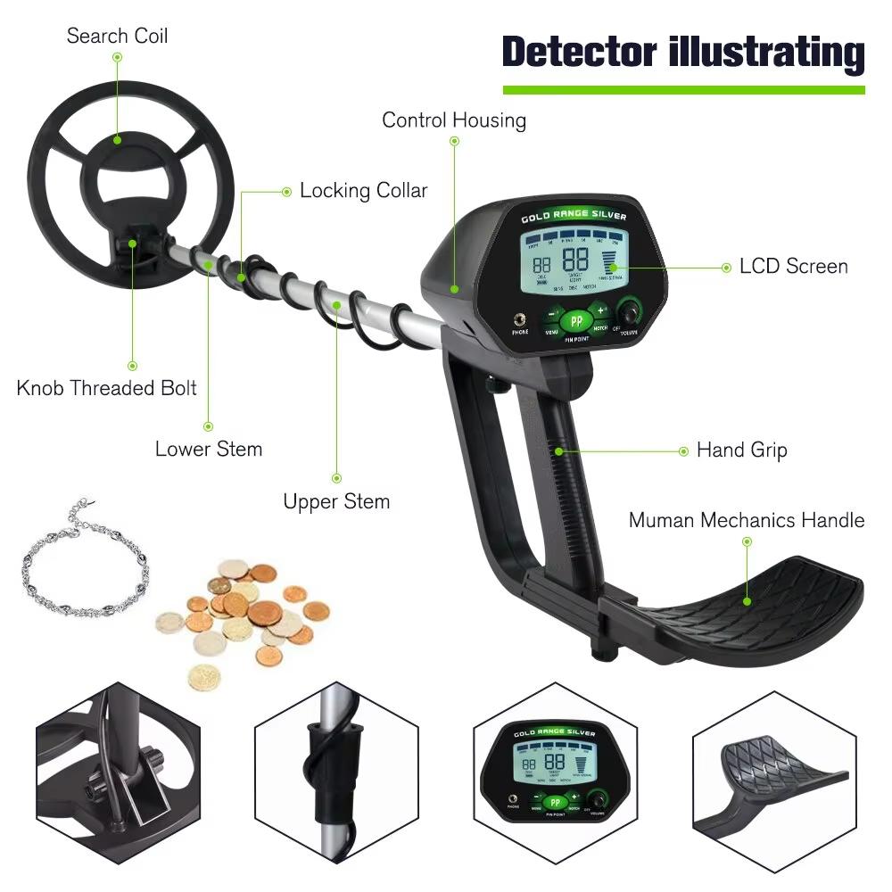 High Accuracy Professional MD-4090 Underground Metal Detector LCD Metal Detector With Memory Function Backlight Adjustable