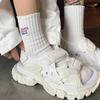 Trendy Polar Bear Embroidery Mid-Calf Cotton Socks for Men & Women - Thickened Terry Bottom, Japanese Style, Sportswear