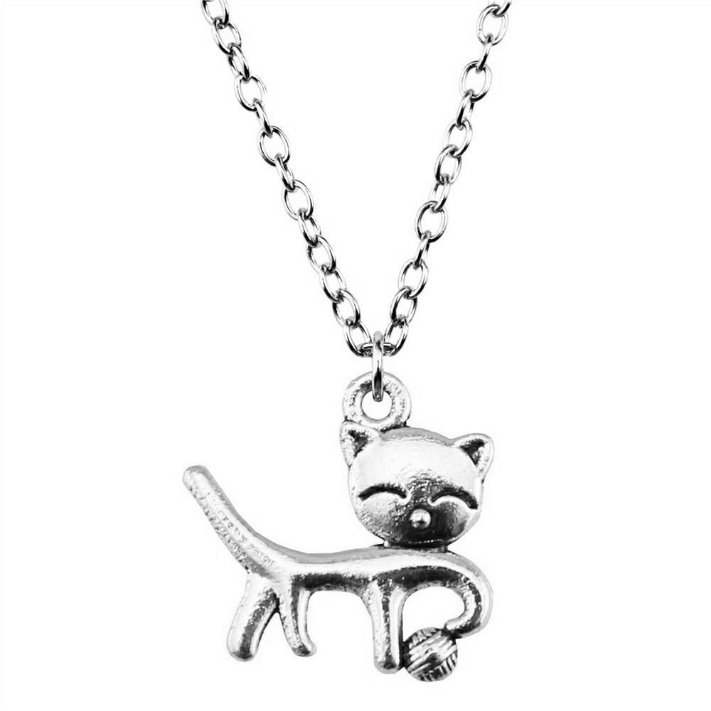 Cat Charm Necklace Cute Animal Pendant For Lovers Minimalist Pet Jewelry Gift 43cm Chain