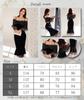 GRAXIA Cabaret Midi Chiffon Velour Size for Hostess and Lounges Dress, Mermaid-Line Off-the-Shoulder Dress, Knee-Length, Women's, Black, L, Hostesses,
