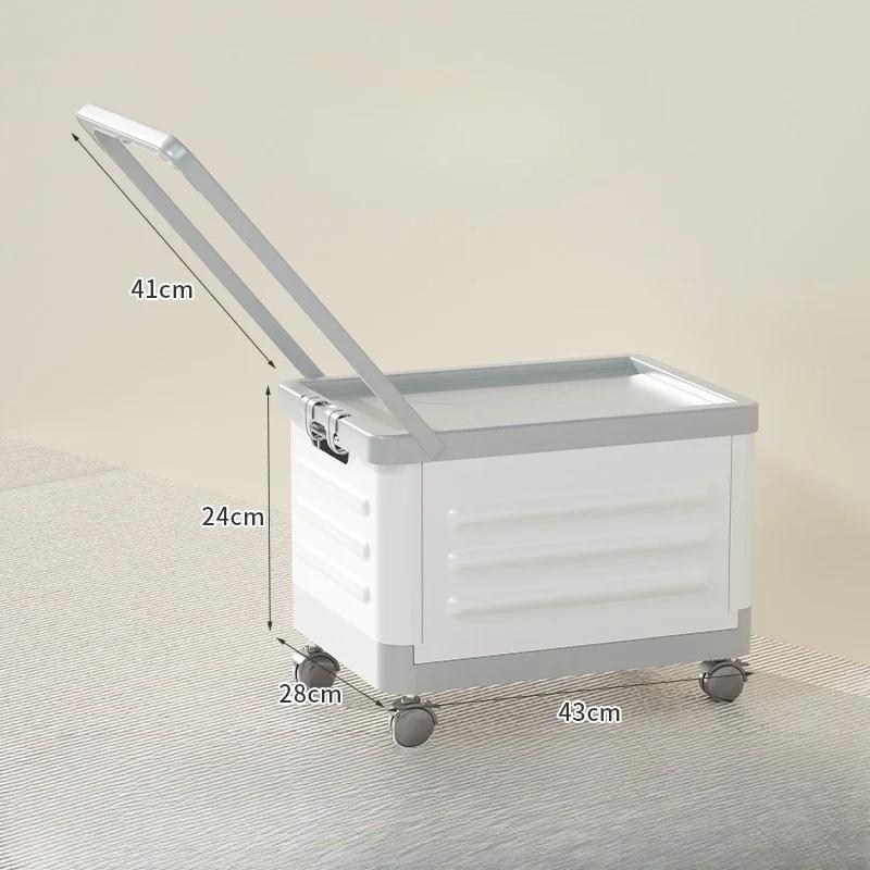 Storage Box Foldable with Sealed Lid And Wheels Transparent Stackable Household Living Room Waterproof Book Case Toy Organizer