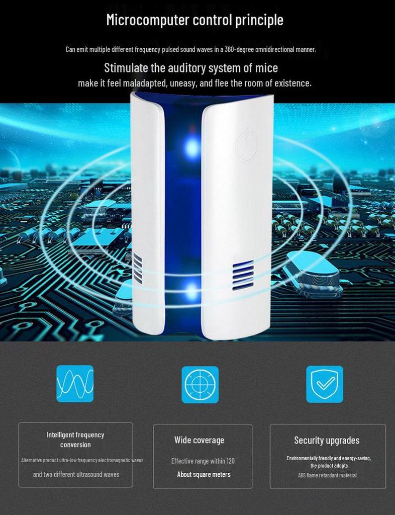 Ultrasonic & Electromagnetic Insect and Rodent Repeller Plug-in