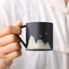 Hand-Painted Distant Mountains Ceramic Tea Tasting Cup Set - Large, Medium, Small with Handle and Gift Box