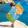 Cute Orange Tabby Cat Beach Towel, Cartoon Cat Fishing Print Oversized Bath Towel, Soft Quick Dry Summer Beach Blanket 1pcs