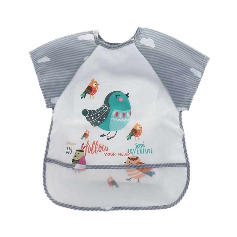 Bavoir imperméable unisexe à manches courtes pour bébés, accessoires d'alimentation pour enfants en bas âge, accessoires d'alimentation avec Smock de dessin animé
