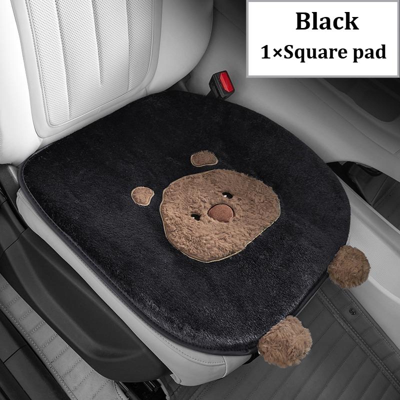 

Cozy Bear Plush Car Seat Cushion Warm and Breathable Soft Elastic Sponge Filled Reduces Hip Pain Great for Winter Fits Most Cars Artificial Plush&Autumn And Winter