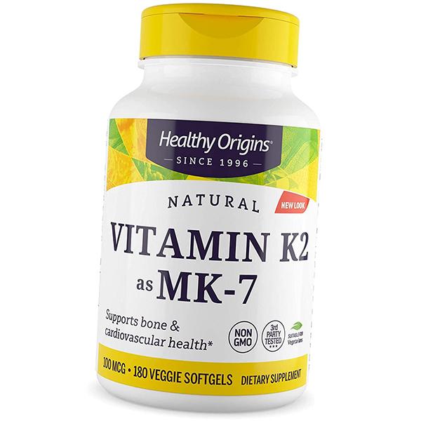 Vitamin K2, Menachinon-7, Vitamin K2 MK-7 100, Healthy Origins 60veg Gelkapseln (36354025)