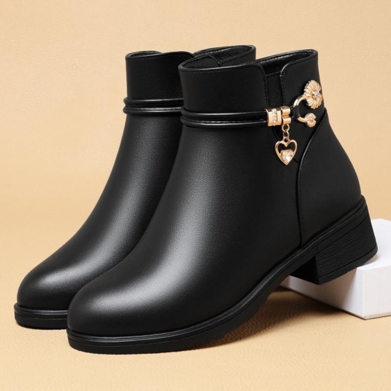 

New autumn winter thick heel anti slip short boots with plush insulation simple comfortable versatile women s boots 36