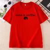 Cats and Coffee Lover Tee Unisex Funny Black Cat Tshirt Casual Round Neck Printed Graphic Tee Summer Cotton Shortsleeve Tee