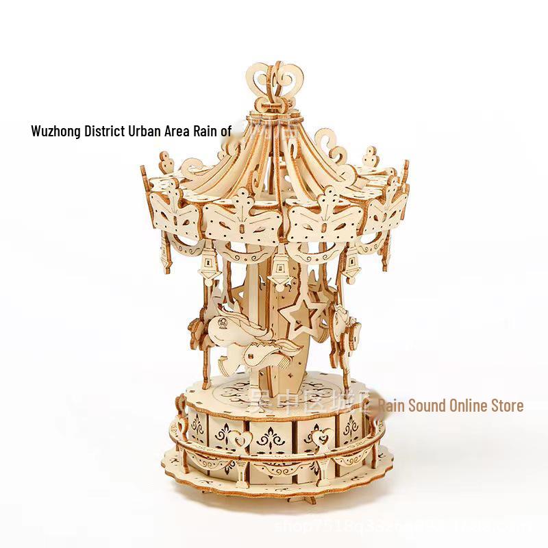 3D Wooden Puzzle: DIY Train, Carousel, Ferris Wheel, Pumpkin Carriage & Sailing Ship Models