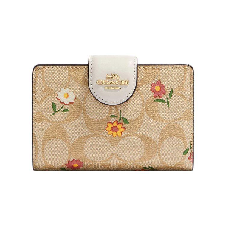 

Coach Corner Zip 13 Classic Monogram Floral Print Canvas And Leather Wallet Medium Women Wallet Light-Khaki CH480-IMOT4 Basic Set (Bag+Dust Bag)
