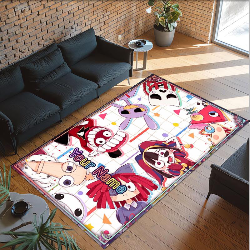 Personalized Crystal Velvet Carpet Custom Name Text,The Amazing Digital Circus Anti Slip Area Rug For Home Decoration