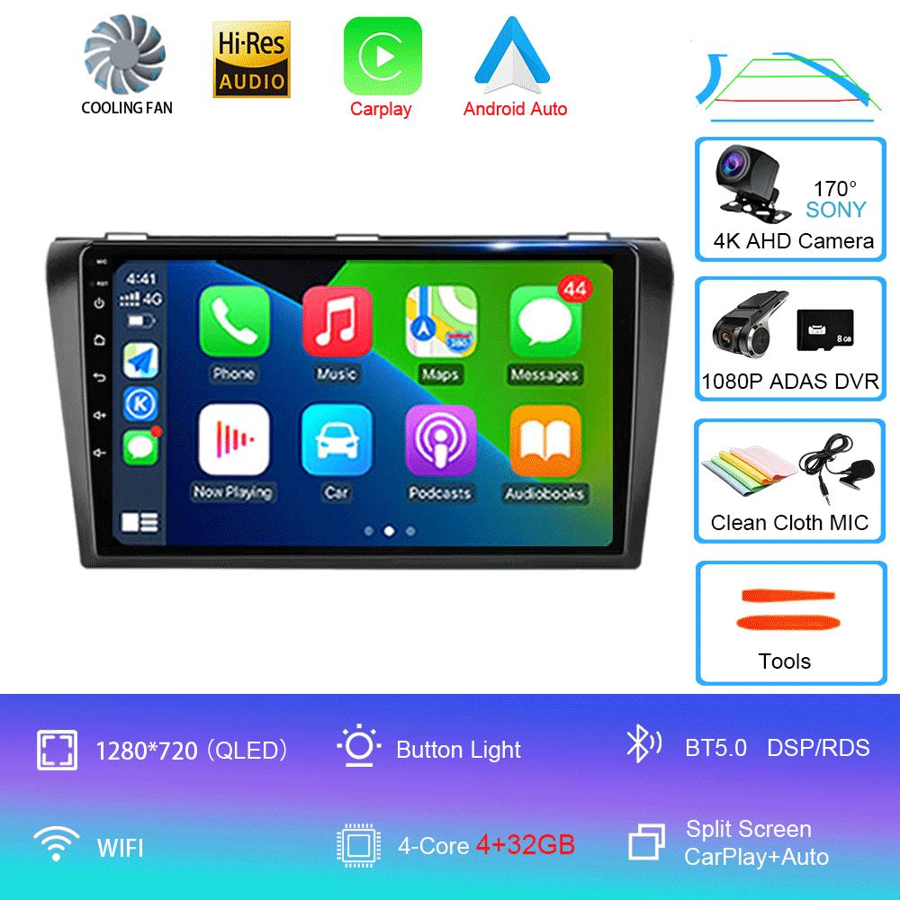 2 Din Car Radio Android 14 For Mazda 3 2004-2009 Multimedia Player Stereo Navigation with BOSE Carplay Speakers Head Unit Video