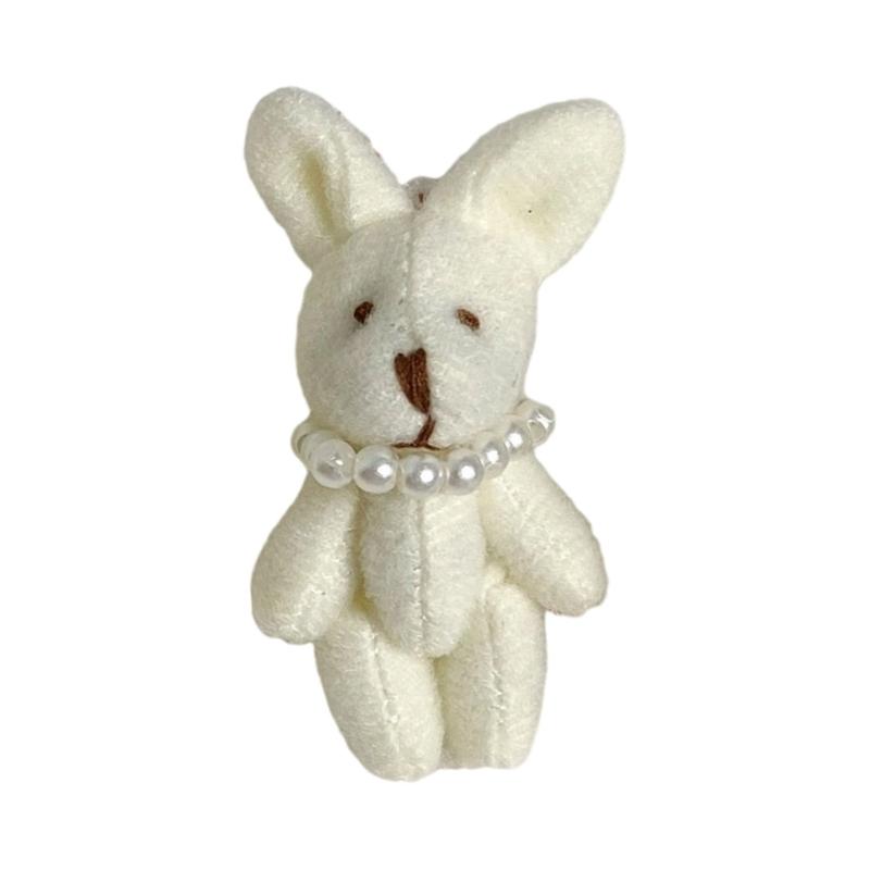 Cartoon Rabbit Phone Charm with Pearls Necklace PP Cotton Texture Suitable for Jewelry Accessories and Gift Decoration