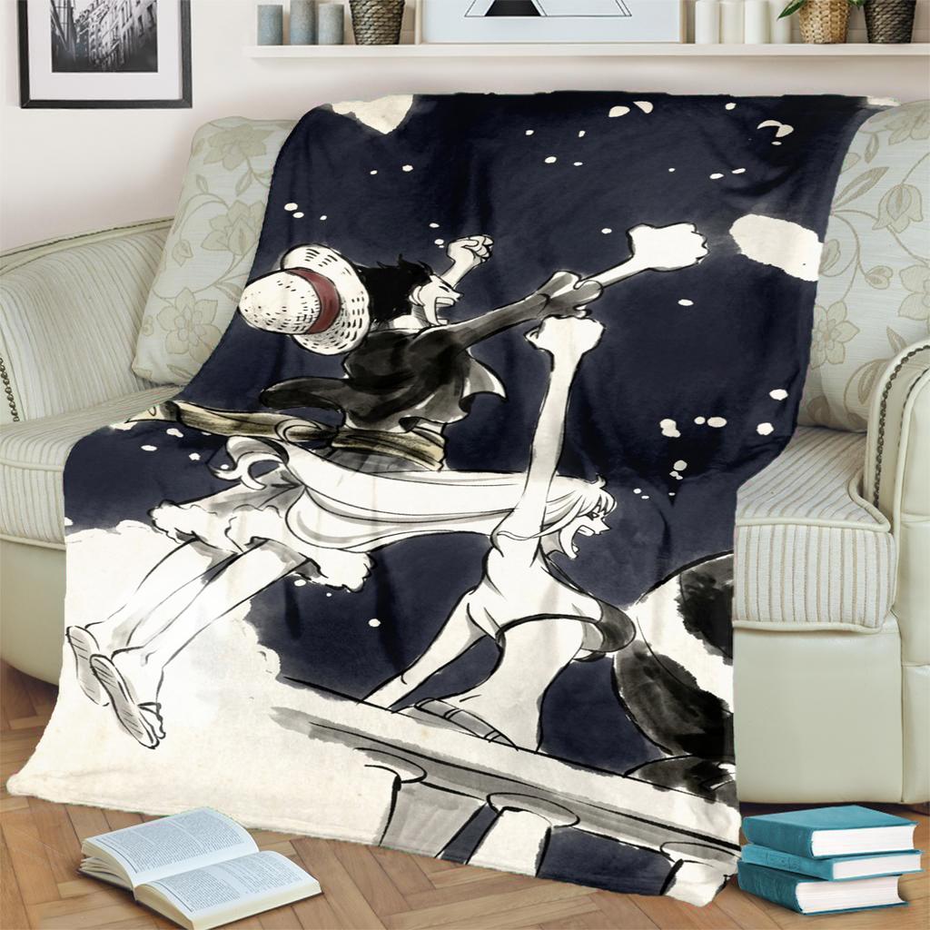 "ONE PIECE" Printed Blanket Soft Flannel Warm for Bedrooms, Sofas, Travel and Picnics