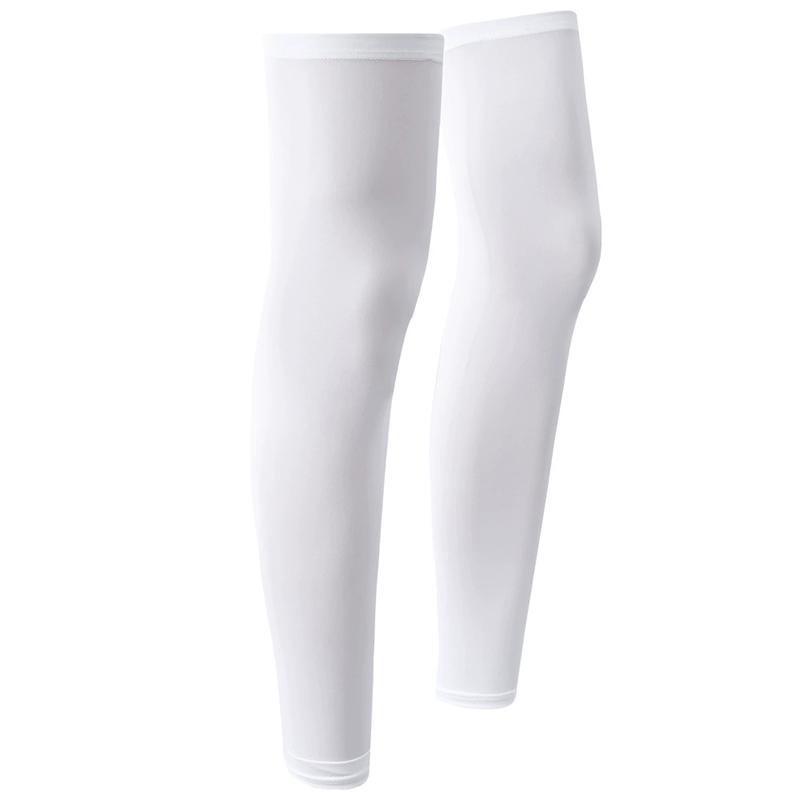 

2Pc Summer Running Cycling Legs Sleeve Ice Silk Protection Compression Non-Slip Leg Warmer Cooling Sport Gear Sunscreen Leggings білий