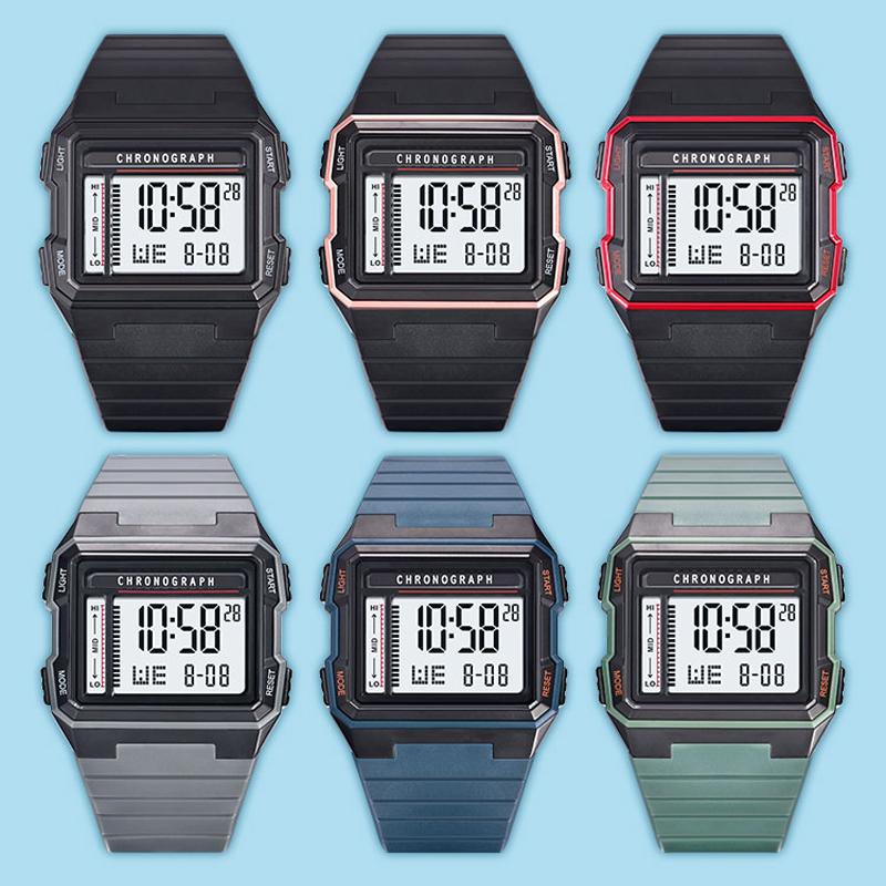UTHAI CA07 Men's Square Electric Watch Sports Running Time 50ATM Swimming Waterproof LED Fall resistant Male Student Clock