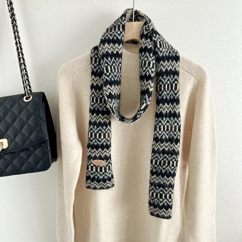 

Новый модный шарф в корейском стиле с волнистой полоской, вязаный шарф из кашемира, шарф-воротник, ветрозащитный, утолщенный зимний шаль-накидка для женщин 160x8cm