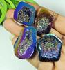 31-33 MM Rainbow Titanium Aura Agate Druzy Fancy Loose Gemstone 4 Pcs Lot SY-110