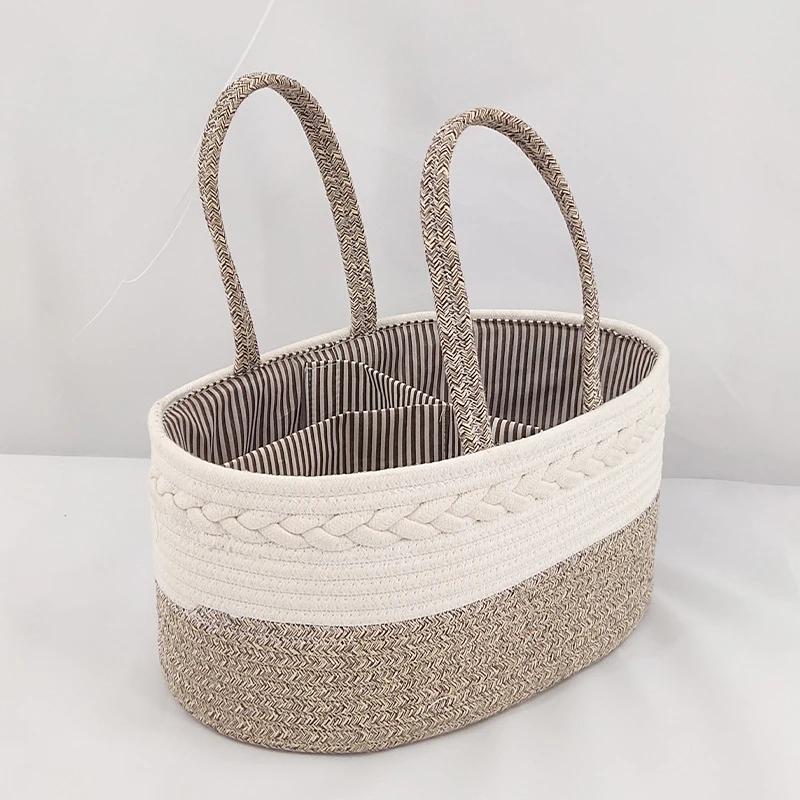 Multifunctional Travel Out Portable Mommy Bag Cotton Rope Diaper Bag Handbag Baby Products Organizer Basket